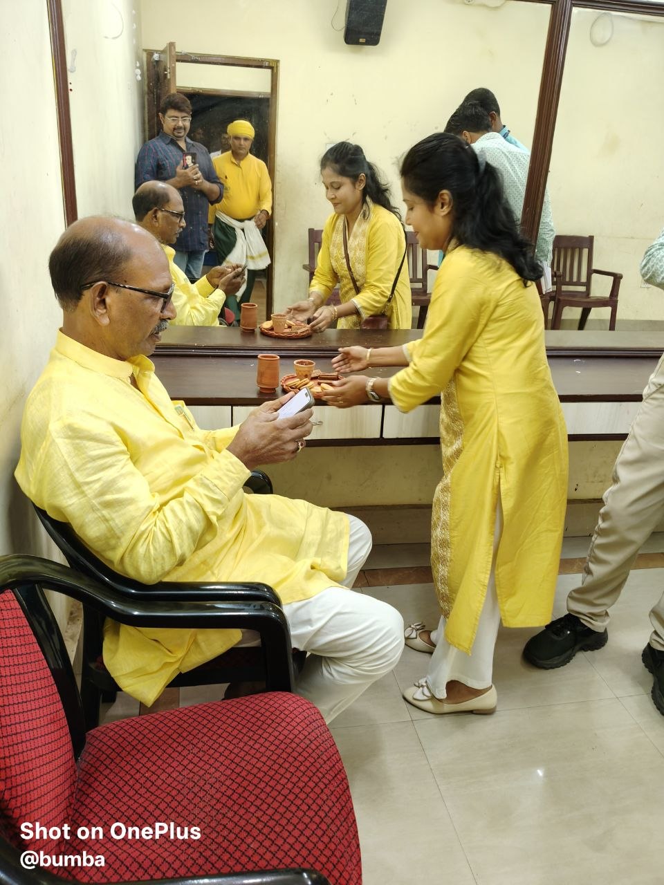 Hospitality in the green room before the programme