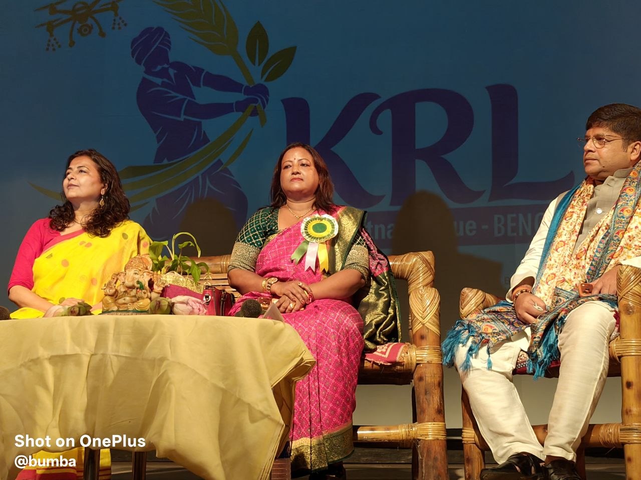 Reena, Rinku and Debashish Dhar on stage
